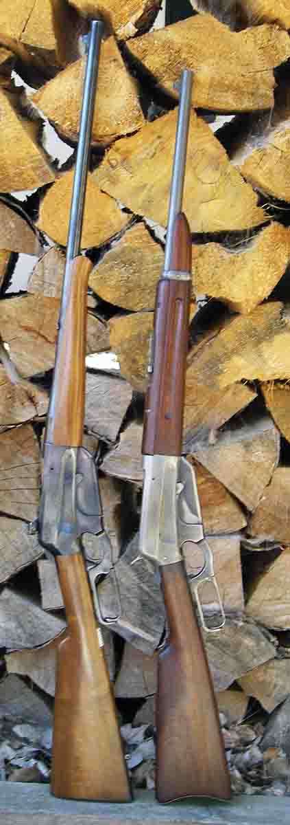 The Browning Model 1895 (left) is a copy of the original Winchester Model 1895 (right).